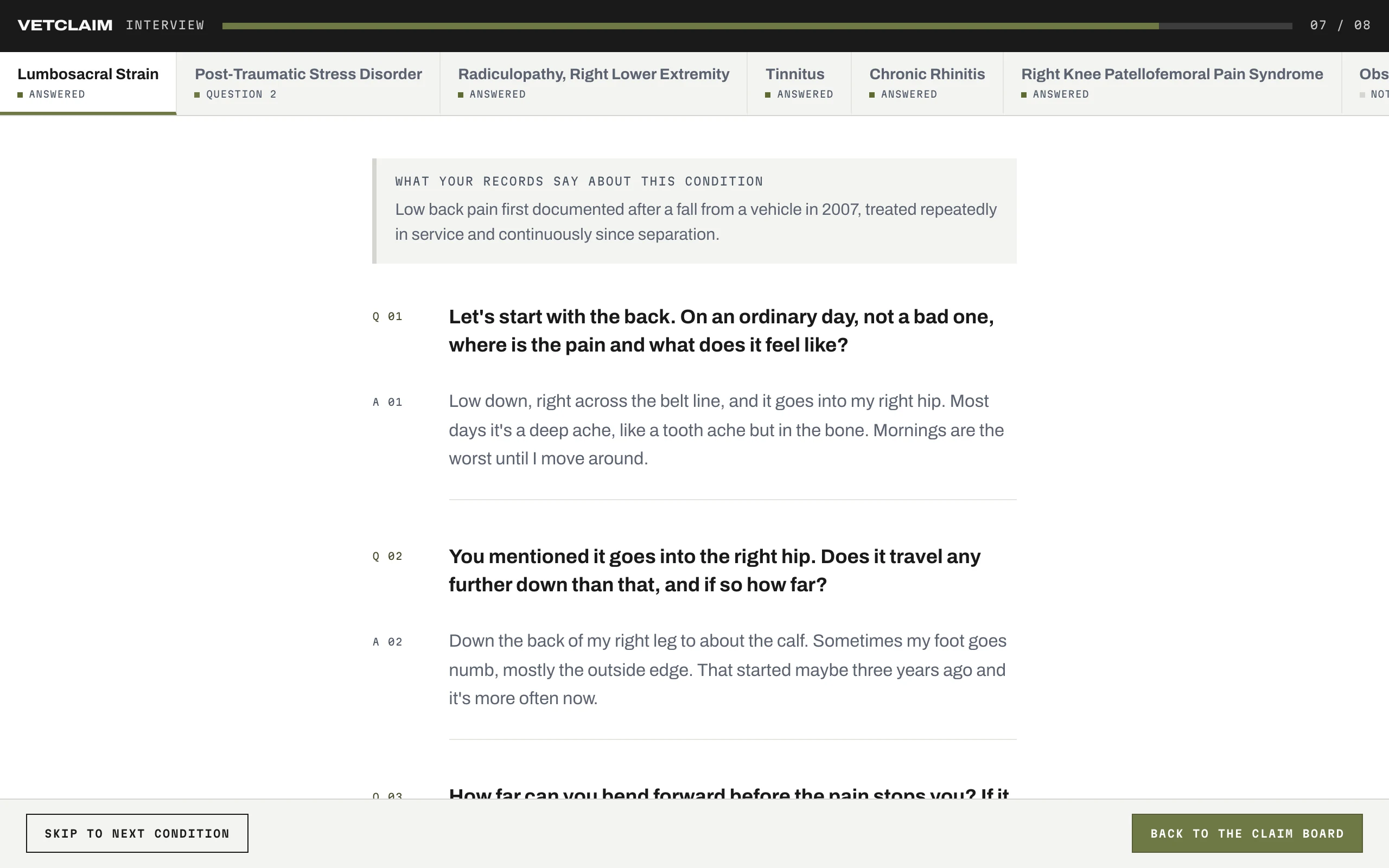 VetClaim Pro interview transcript